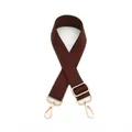 Detail of adjustable thick woven dark brown bag strap with gold metal buckles and clips - Coffee (No. 13)