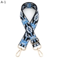 Détail de la bandoulière jacquard géométrique avec mousquetons dorés pivotants - Fermoir en Argent / A-1 Noir Bleu Lac
