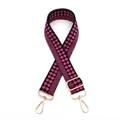 Pink and black checkerboard guitar strap for bags with light gold lobster claw clasps - No. 35 Black Rose Red