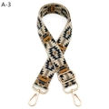 Detail of adjustable geometric jacquard bag strap with golden metal lobster clasps - A-3 Khaki