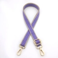 Adjustable lavender purple meander pattern bag strap with light gold metal swivel hooks - Purple