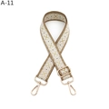 Detail eines verstellbaren gewebten Taschengurt mit goldenem geometrischem Muster - Dunkelkhaki Beige Goldseide (A-11)