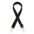 Detailansicht des 2,5 cm schwarzen verstellbaren Trageriemens mit goldfarbenen Metallhaken - Goldschnalle / Schwarz
