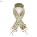 Detail of pink and green ethnic geometric jacquard bag strap with gold metal buckles - Z-2 Pink Edge Matcha Green