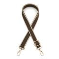 Detail of woven bag strap with geometric patterns and gold metal lobster clasps - Light Coffee