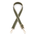 Adjustable 2.5cm woven bag strap in olive green and beige with Greek key pattern and gold hooks - Army Green
