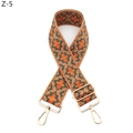 Detail of bohemian orange and green geometric jacquard bag strap with gold metal hooks - Z-5 Orange Edge Sea Blue