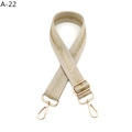 Verstellbarer beiger Taschengurt mit Goldfaden und goldenen Karabinerverschlüssen - Beige Goldstreifen (A-22)