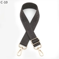 Detail of dark grey geometric diamond woven bag strap with adjustable gold hardware - Dark Gray