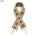 Detail of ethnic geometric wide bag strap with gold lobster clasps and adjustable buckle - Z-8 Black Edge Brown