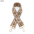 Ethnic style woven strap with yellow geometric patterns and gold metal swivel hooks - Z-9 Royal Blue Edge Light Brown