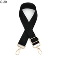 Detail of black diamond pattern jacquard bag strap with gold metal lobster clasps - Black