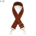 Detail of brown quilted woven strap with gold alloy lobster clasps and adjustment buckle - Brown