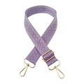 Adjustable purple woven shoulder strap with diamond pattern and gold metal lobster clasps - Purple