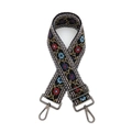 Correa bordada étnica para bolso con diseño floral y herrajes metálicos ajustables - Patrón Campanilla Hebilla Gunmetal