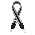 Dettaglio della tracolla regolabile con stampa leopardata e ganci in metallo oro - Fibbia Oro / A Strisce Grigio/Nero
