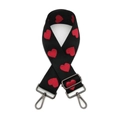 Correa ajustable negra para el hombro con bordado de corazón rojo y ganchos - Patrón de Corazón (Cierre de Humo) / Color gunmetal