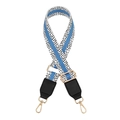 Tracolla intrecciata leopardata blu e nera con ganci in metallo dorato per borse da donna - Fibbia Oro / Azzurro + Finiture in Pelle Nera