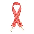 Tracolla larga regolabile con motivo floreale bianco su sfondo di colore rosso - Chiusura in Argento / Piccolo Floreale Arancione (N. 11)