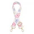 Adjustable floral pattern bag strap with golden swivel snap hooks and metal buckle - Pink Lake Blue Floral (No. 13)