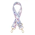 Adjustable bag strap featuring blue and purple floral print with gold metal swivel hooks - Lake Blue Floral (No. 14)