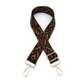 Detailed view of style 7 wide bohemian geometric strap with gold swivel metal hooks - No.7 Black Brown