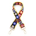 Adjustable wide replacement shoulder strap with colorful sunflower print and gold hardware - Black Red & Blue Flowers