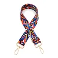 Ethnic bohemian woven bag strap with colorful geometric patterns and gold metal buckles - No.9 Rainbow Color