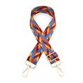 Ethnic style jacquard guitar strap with colorful chevron pattern and gold metal hooks - Orange Yellow Blue Stripe