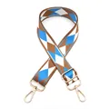 Tracolla regolabile con motivo a rombi e moschettoni dorati per borse a tracolla - Fibbia Oro / Modello 2 Cachi Scuro Blu Bianco Argyle