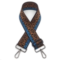 Tracolla larga etnica intrecciata per borse con motivi geometrici marroni e blu - Quadri Marrone Blu (Fibbia Canna di Fucile)