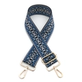 Tracolla etnica con motivi geometrici blu e fibbie in metallo dorato per borse a mano - Motivo Blu Fibbia Dorata