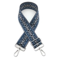 Tracolla regolabile stile etnico boho con trama geometrica blu e ganci in metallo resistenti - Motivo Blu Fibbia Argentata