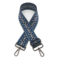 Tracolla larga regolabile stile etnico con motivi geometrici intrecciati in blu - Motivo Blu Fibbia Gunmetal