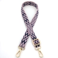 Adjustable 2.5cm woven crossbody strap with pink and blue geometric bohemian pattern - Pale Blue