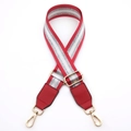 Adjustable red and silver glitter striped PU leather handbag replacement shoulder strap - Red
