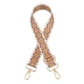 Detail of adjustable geometric ethnic style strap with golden metal swivel hooks - Gold Buckle / No. 16 Beige Diamond