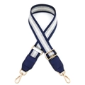 Bandoulière réglable bleu foncé avec rayures pailletées argentées et boucles dorées - Boucle Dorée / Bleu