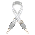 Detail of adjustable grey striped canvas strap with gold swivel lobster clasps - Silver