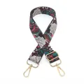 Detailed view of vintage ethnic floral woven bag strap with golden lobster clasps - Style 1 Coffee Cream / Silver Clasp