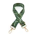 Close-up of bohemian green mandala print bag strap with adjustable gold lobster clasps - Style 2 Green Mandala