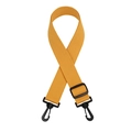 Detail of yellow high-density polyester bag strap with matte black plastic hooks and buckles - Yellow