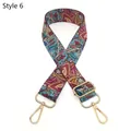 Adjustable bohemian style replacement bag strap with colorful ethnic prints and gold buckles - Style 6 Lake Blue Pink / Silver Clasp