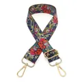 Detail of adjustable bag strap Style 7 with colorful ethnic graffiti patterns and gold clips - Style 7 Orange Blue Graffiti