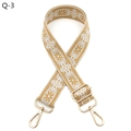 Detail of ethnic style embroidered bag strap with golden metal lobster clasps and buckles - Gold Buckle (Q-3) / Khaki Yellow
