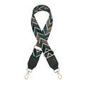 Detail view of adjustable bag strap featuring retro green and brown wavy woven patterns - No.10 Green