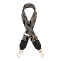 Detail view of the wide adjustable woven bag strap with herringbone pattern and gold hooks - No.12 Dark Gray
