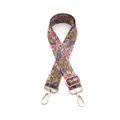 Detail of adjustable bohemian bag strap featuring colorful ethnic patterns and gold hooks - Pink Purple (No.9)