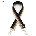 Detail of adjustable striped bag strap with premium gold metal swivel hooks and hardware - C-9 Black Coffee Stripes
