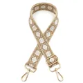 Adjustable khaki jacquard shoulder strap with white diamond pattern and gold hooks - No.8 Khaki (Ethnic Diamond)
